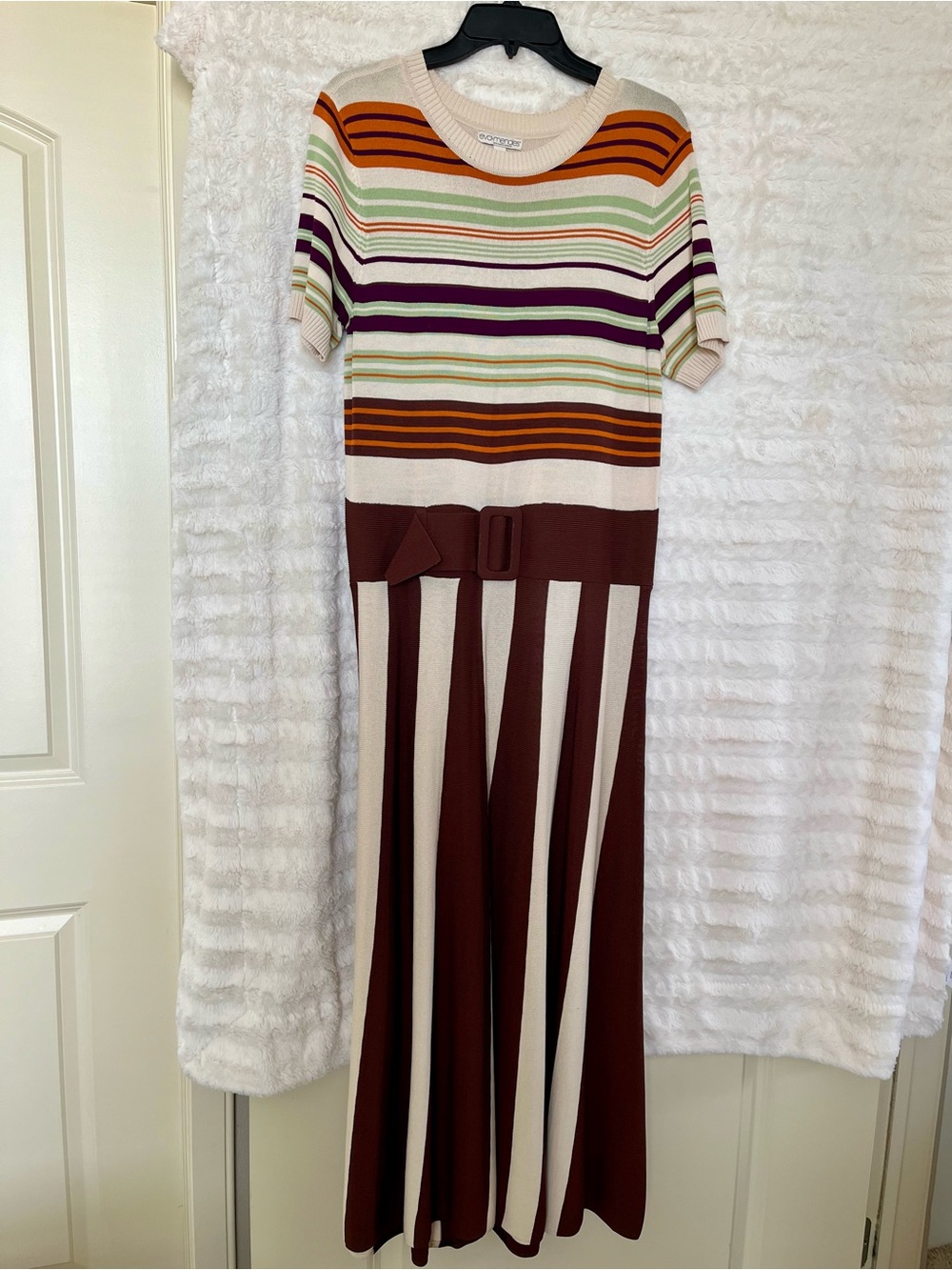 Eva Mendes for New York & Company Brown and Cream Striped Dress - Picture 7 of 8